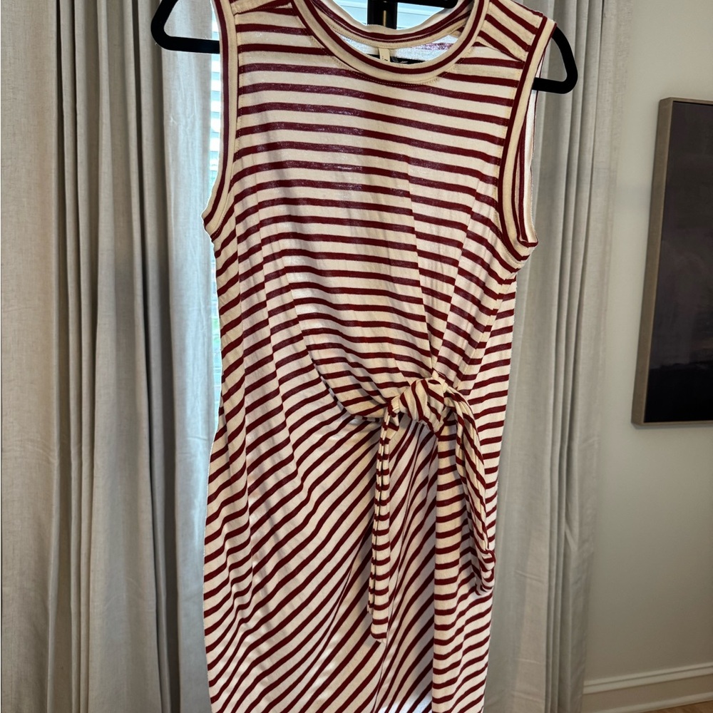 Striped Sleeveless Dress with Tie Front